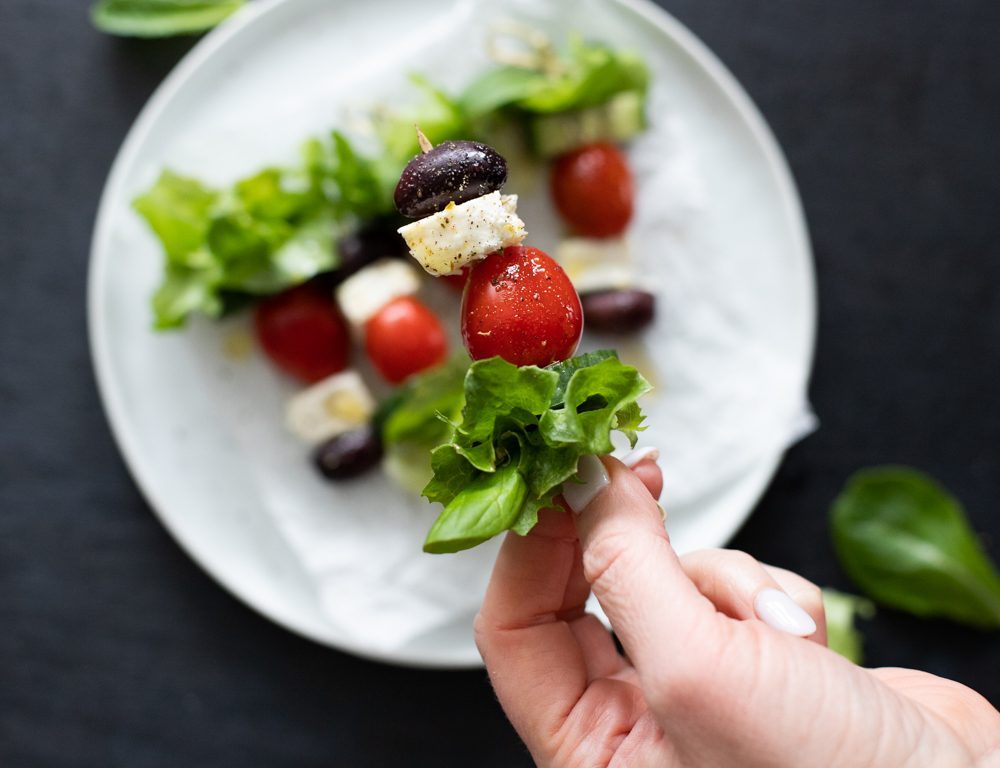 Greek Salad Skewers - Olive Tomato